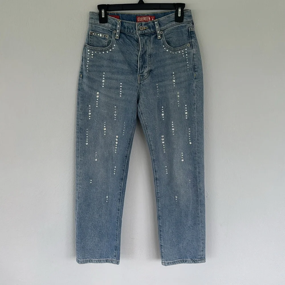 Lucky Brand Legend rhinestone 90s loose high rise crop light wash jeans size 25 - Picture 2 of 13